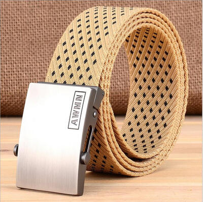

Nylon Belt Men 's Belt Outdoor Casual Belt Striped Buckle Button Jeans Tactical Belt