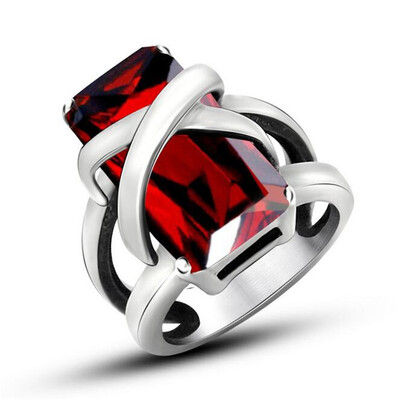 

Квадратный красный камень CZ Diamond 316l из нержавеющей стали для мужчин и женщин Vintage Fashion Jewelry Корея Модные аксессуары SA016