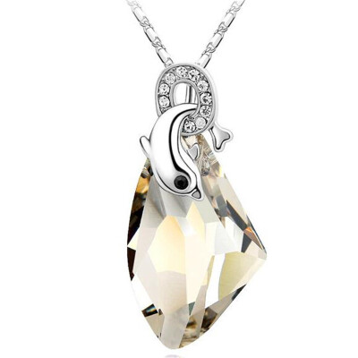 

Austrian Crystal Necklace Dolphin Pendant Women High Quality Red Rhinestone Fashion Jewelry Anniversary Gift 979