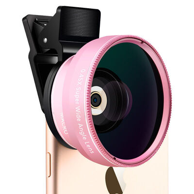 

ESCASE камерофон 12X Макро 0.45X широкоугольный объектив HD пакет для Apple, Huawei проса Samsung мобильные телефоны и планшетные общие модели JD-08 розового золота