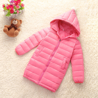 

Girls Winter Light White Down Coat Kids Jacket Hooded Long Sections Children Clothes Receive Warm Parka Outerwear Snowsuit TZ148
