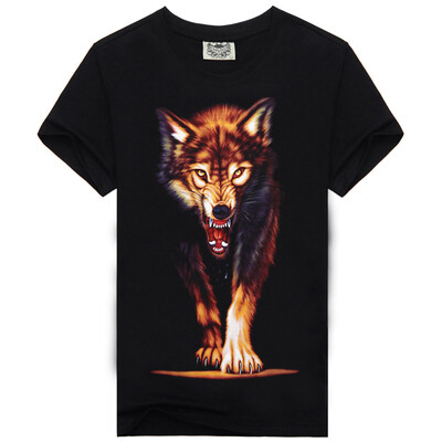 

Men's Black 3D Graphics Printed Rock Animal Pattern Short Sleeve T-Shirt Top Tee Shirt -XXXL（Night Wolf）