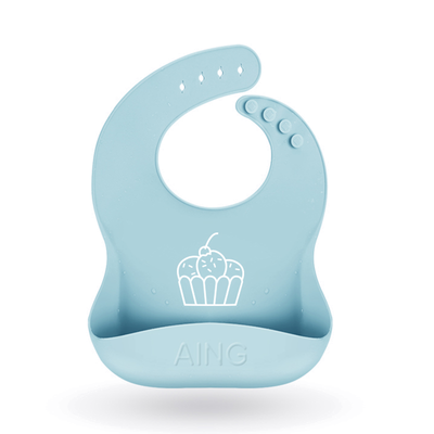 

Aing love baby baby bib baby rice pocket baby silicone bib child waterproof stereo saliva water towel silicone bib - blue