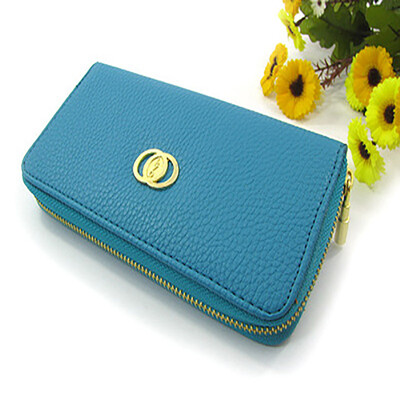 

2017 new lady wallet single pull lady wallet litchi pattern solid color wallet long paragraph ladies wallet