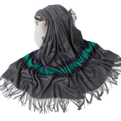 

Lan Shiyu W0381 Scarf Womens Winter Increase Warm Korean Knitted Fringe Bib Dark Gray