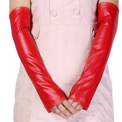 

Nightclub female long PU half finger gloves multi-color style ladies long sleeves