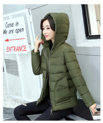 

Winter short paragraph women's cotton hooded loose cold feather cotton down large size thick cotton jacket