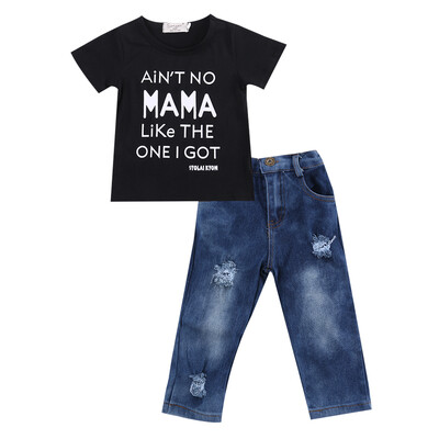 

Newborn Toddler Infant Baby Boy Clothes T-shirt Top+Denim Pants Outfits Set New