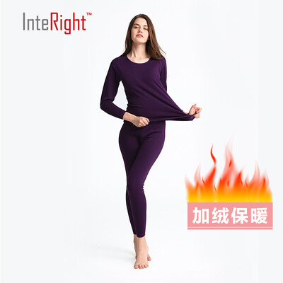 

INTERIGHT warm underwear women plus cashmere thick new pull hair ladies warm underwear purple