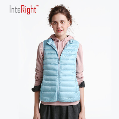 

INTERIGHT 90 white duck down lady collar ultra-light portable down velvet sky blue XL code