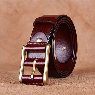 

Italy first layer of leather leisure section leather men's belt pure copper hand buckle belt