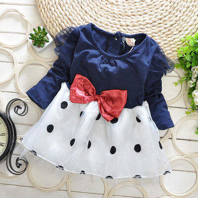 

Hot Baby Toddler Girls Princess Bubble Bowknot Dot Tulle Dresses 6M~5Y