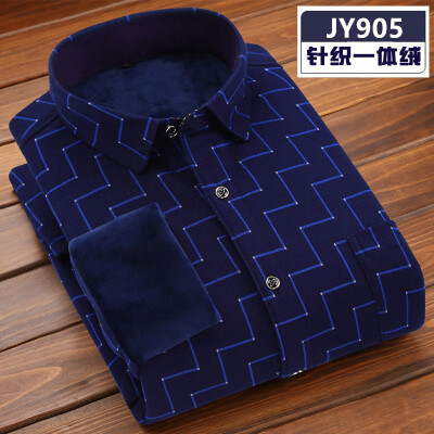 

Middle Aged Business Men Long Sleeve Shirt Winter Silm Fit Keep Warm Casual Fashion