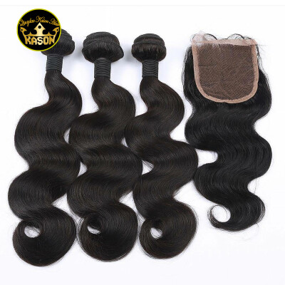 

Brazilian Virgin Hair With Closure 3 Bundles Human Hair Body Wave With Lace Closure Free Part Swiss Lace 4×4 Size Grade 8A Virgin