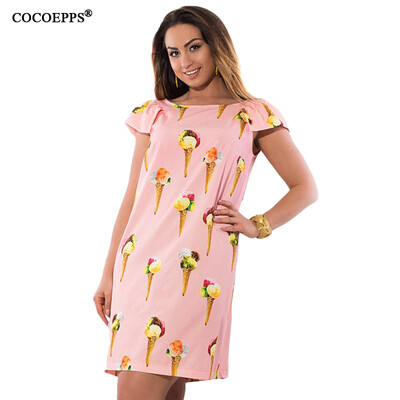 

COCOEPPS Women Flower Print Fashion Dress Casual Plus Size Summer Female Chiffon O-Neck Dresses Short Loose Vestidos 5XL 6XL