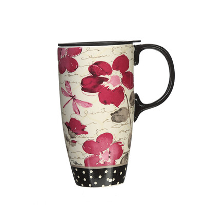 

A Ting Tall Ceramic Travel Mug Coffee Water Cup with Sealed Lid 17 oz