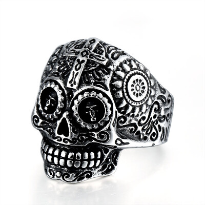 

Men's Gothic Carving Ring Man Stainless Steel High Quality Detail Biker Skull Jewelry For Boy The Lord Of Ring