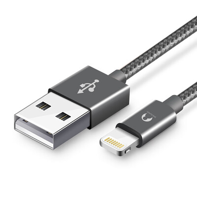 

сертификация Snowkids MFi Apple, 6 / 5s кабель для передачи данных поддержки Шнур питания провод телефона зарядное устройство iphone5 / 6s / 7 Plus / 7 / Ipad воздуха 2 Ми серый алюминий глубокий космос