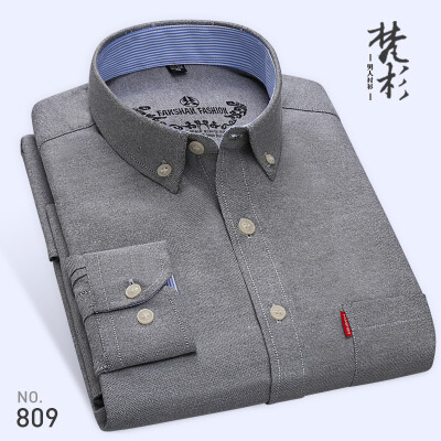 

Business Casual Oxford Textile Men Long Sleeve Shirt Spring Autumn Solid Color Silm Fit