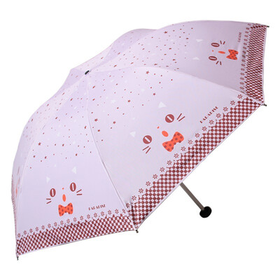 

Paradise umbrella kitten Mimi black plastic anti-UV tri-fold pencil clear umbrella lotus color 33115E
