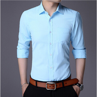 

Shirt men's autumn thin section work base men's solid color leisure light business lapel shirt