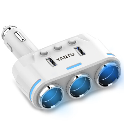 

YANTU 2 USB Port 2 Way 31A Blue Led Car Cigarette Lighter Socket Splitter Hub Power Adapter 12V-24V For iPad Smartphone DVR GPS