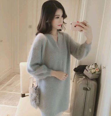 

2017 autumn new collar collar sweater speaker sleeves sweater women