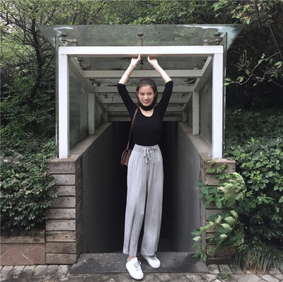

2017 female students loose nine pants modal leisure wide leg pants