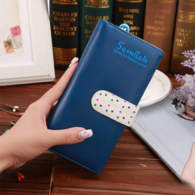 

2017 Korean version of the small beads ornaments lovely wave point inside the two fold buckle zipper long wallet