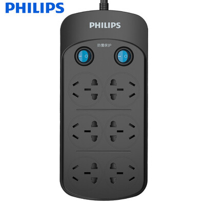 

Philips PHILIPS lightning protection socket plug-in plug-in board wiring board anti-surge six holes full-length 3 meters child protection door electric card new national standard