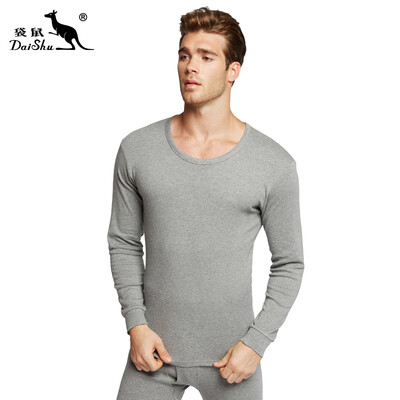 

DaiShu mens autumn clothing cotton round neck thin underwear set