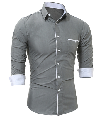 

Brand 2017 Fashion Male Shirt Long-Sleeves Tops Classic Cloth Pocket Trim Mens Dress Shirts Slim Men Shirt