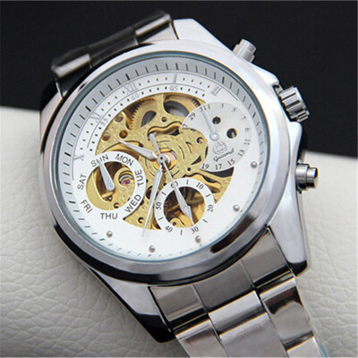 

2017 Luxury Military Clock Stainless Steel Men Casual Automatic Mechanical Watch Fashion Dress Calendar Watches