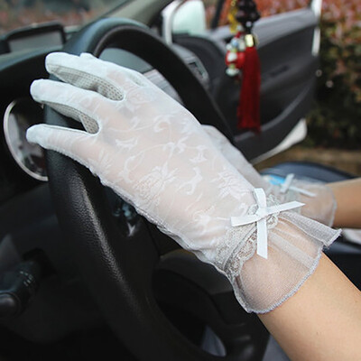 

Summer driving sun gloves female anti - skid anti - UV length of ice silk cuffs