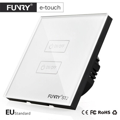 

FUNRY ST2 2Gang ЕС Стандартный сенсорный экран Smart Switch поверхности водонепроницаемый закаленное стекло 170-240V RF433MHz освещение Сенсорный выключатель