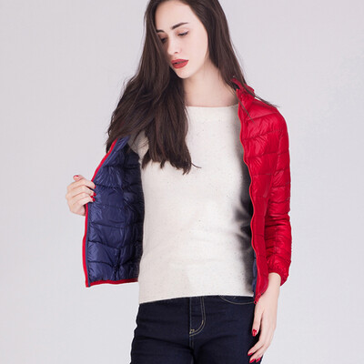 

City plus CITYPLUS 2017 winter new style women&39s hooded short paragraph long-sleeved jacket wild wear both sides of the thin down jacket CWYR179652 red possession of green M