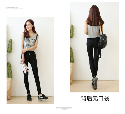 

Autumn leggings pants summer thin pocket pants wild feet pants Korean version of fat mm small black pants nine points pencil pants