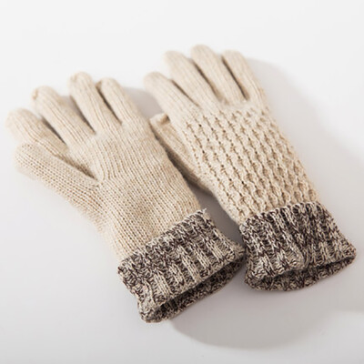 

Casual elegant lady wool five fingers single layer lovely wave wool gloves winter essential