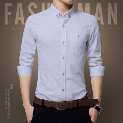

Fall Business Casual Long Sleeve Shirt Young Men New Slim Shirt as gift for men's