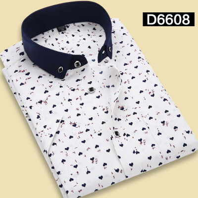 

Casual Men Shirt Fashion Short Sleeve Printing Summer Slim Floral