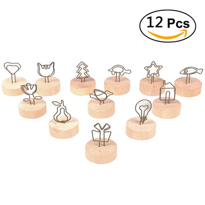 

Memo Holder clips Volla Photo Holder Stand Clips for Table Natural Wood Business ID Card Holder - 12pcs