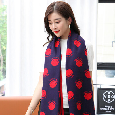 

STORY Of SHANGHAI Ladies' cashmere scarf autumn and winter warm shawl smile blue