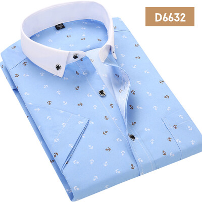 

Мужская повседневная рубашка Мода с коротким рукавом Твердая цветная летняя тонкая печать