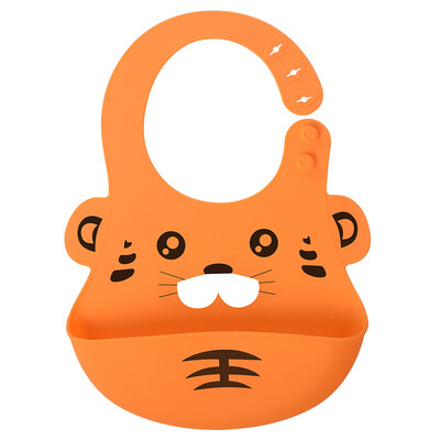 

Babyruler soft silicone bib baby three-dimensional waterproof rice bowl large baby feeding bib CB6006 orange tiger mouth towel