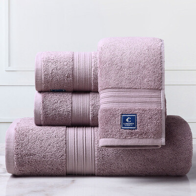 

Kang Xin towel home textile hotel cotton increase thick square towel towel gift box three sets of light gray purple