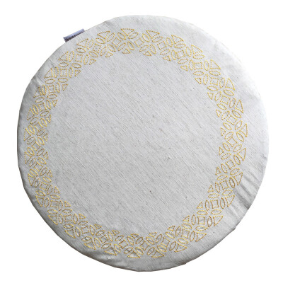 

Nobildonna Round 45cm Linen Embroidered Geometric Patterns Meditation Cushion Chair Pads Tatami Floor Cushions