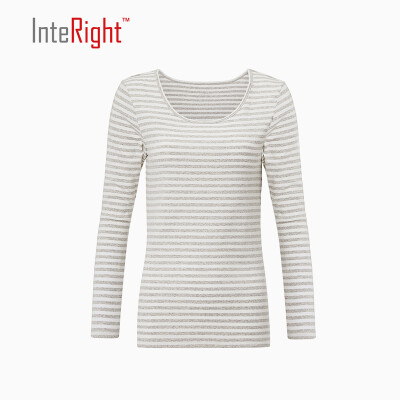 

INTERIGHT Women Big Round Collar Shirt Gray Stripe