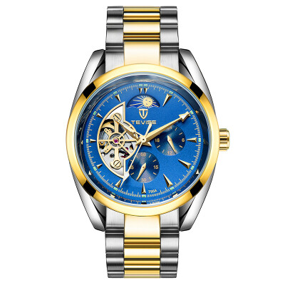 

Luxury Business Men's Fully automatic Mechanical watch Moon phase and Stars Pierced Transparent men's watches