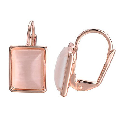 

Yoursfs square Earrings for women pink opal Rose Gold Color Jewelry Gift