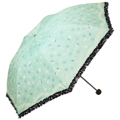 

Paradise umbrella spring Imagine the black silk silk dress spell skirt three fold ultra clear blue umbrella umbrella blue green 3343E